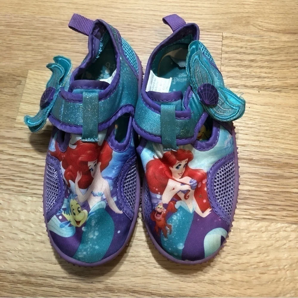 Little Mermaid Ariel Swim Shoes Sz 9 10 Purple Girls Kids Toddler Blue